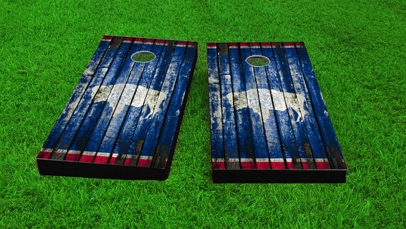 Oregon Themed Worn Distressed Wood Slat State Flag Themed Custom Cornhole Board Game Set