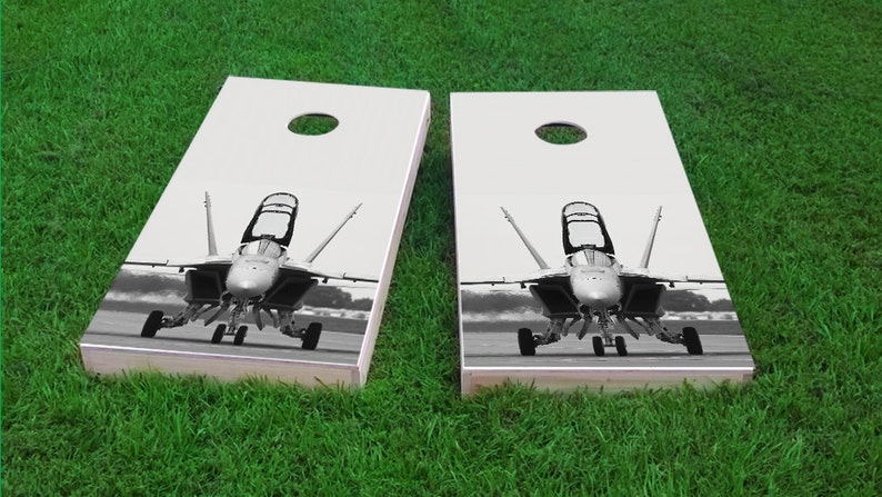 Bag Toss F-18 Hornet Fighter Jet Themed 2x4 Custom Cornhole Board Set with bags Custom Corn Hole Corn Toss Bean Bag Toss