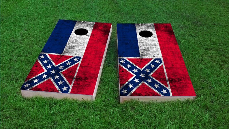 Worn American Flag Themed 2x4 Custom Cornhole Board Set w//Bags