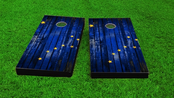Oregon Themed Worn Distressed Wood Slat State Flag Themed Custom Cornhole Board Game Set