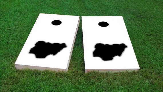 White Nigeria Themed Light Weight Bag Toss Regulation Size Custom Cornhole Board Game Set 1x4 Corn Hole