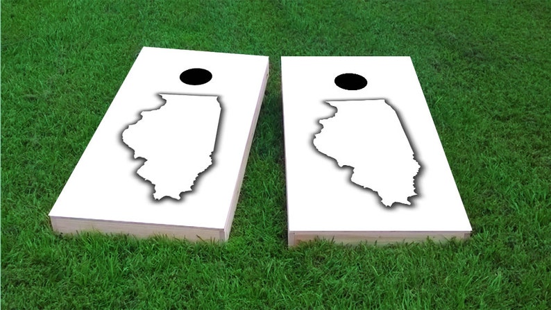Bag Toss White Illinois Themed 2x4 Custom Cornhole Board Set with bags Bean Bag Toss Custom Corn Hole Corn Toss