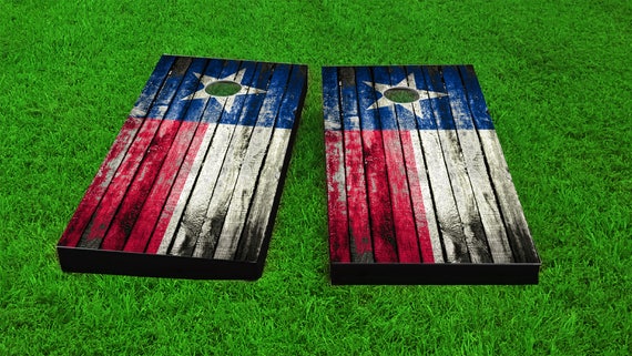 Oregon Themed Worn Distressed Wood Slat State Flag Themed Custom Cornhole Board Game Set