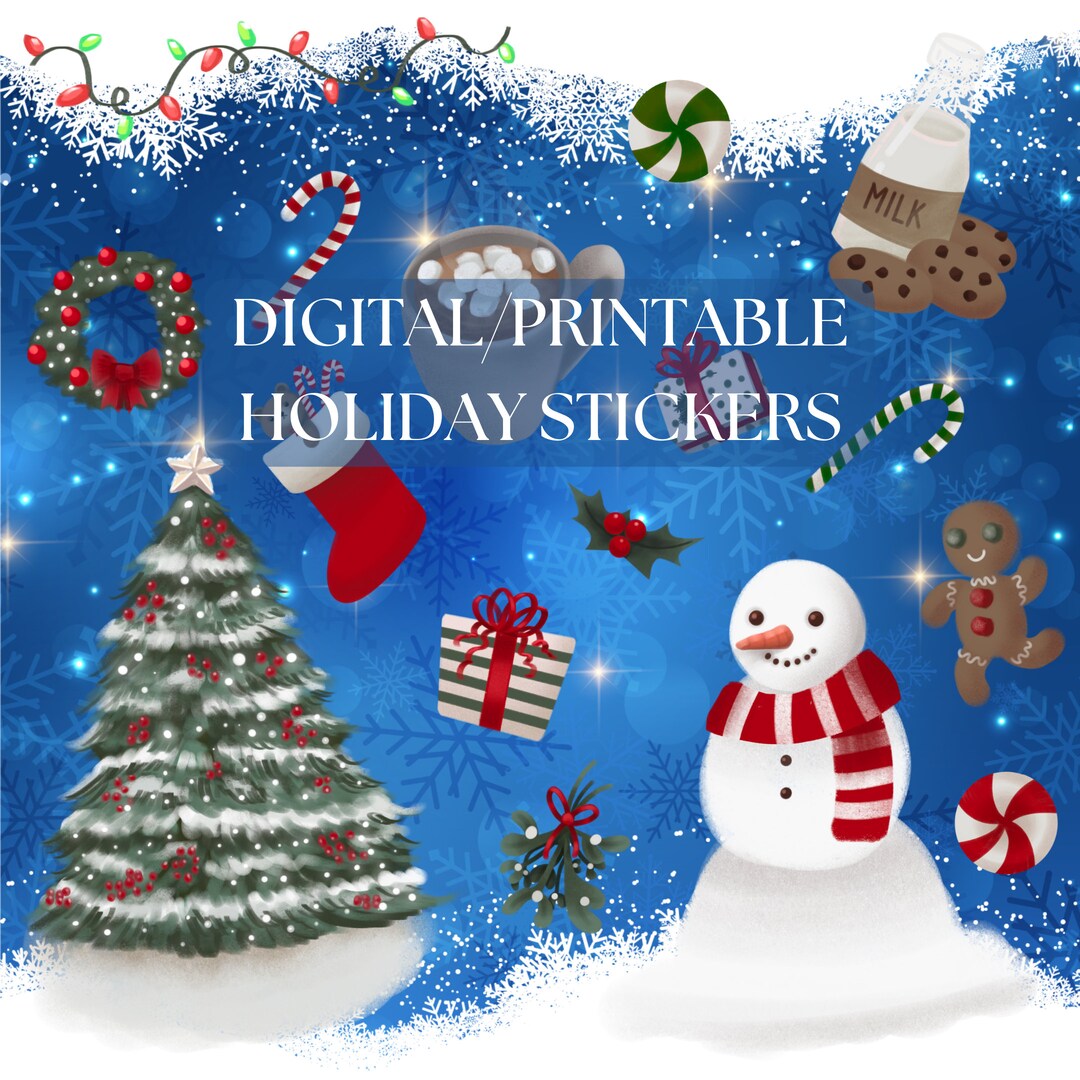 Holiday Stickers Digital Stickers Christmas Stickers Etsy
