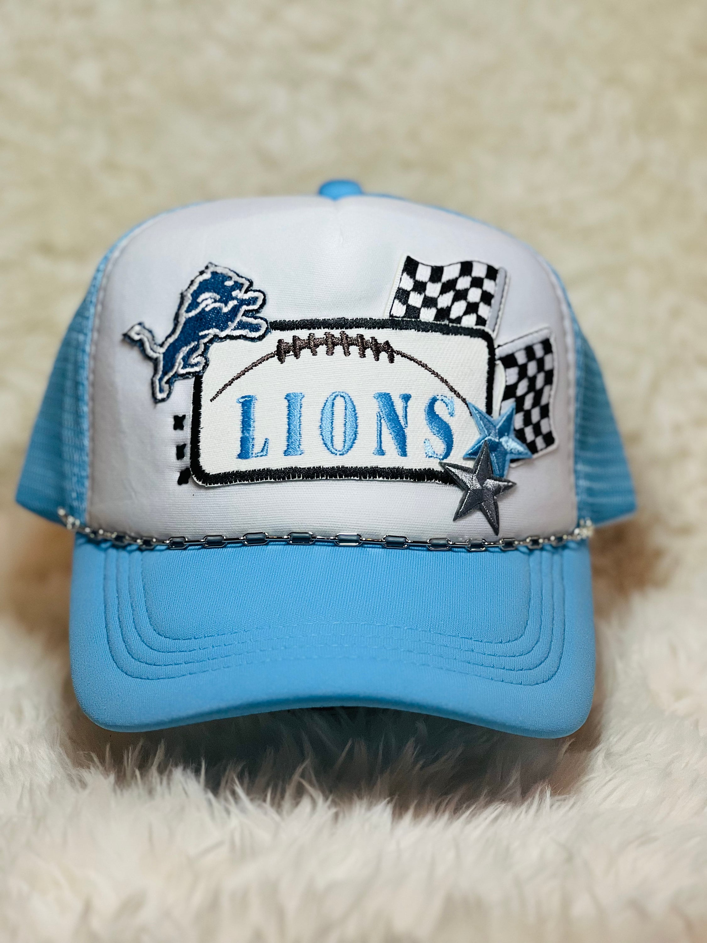 Detroit lions trucker hat hotsell