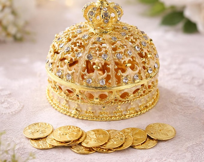 Arras Rings Wedding Arras, Elegant Gold Crown Wedding Arras With 13 Coins Set, Ring ...