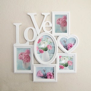 Multi Opening Photo Frame Love White Collage Frame, Photo Frame,  Decorative Wall Hanging Collage Picture Frame , White