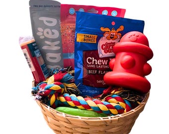 Dog Gift Basket, Best Dog Gift Basket Set with Pet Toys Treats, Gift for Mom, Gift for Dog, Puppy Welcome Gift, Gift for Dog Owner
