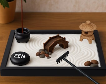 Desktop Zen Garden Kit-DIY- for Desk and Office Accessories Includes Zen Garden Sand, Shogun Opening Scenes, Burner ZG01