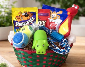Dog Gift Basket, Dog Puppy Gift Box Basket Set Treat Crew Toys Package, Gift for Dogs, Dog birthday gift, Puppy Welcome Gift