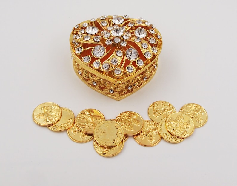 Arras Rings Gold Elegant Wedding Arras, Heart Shape Wedding Arras, Ring Box ...