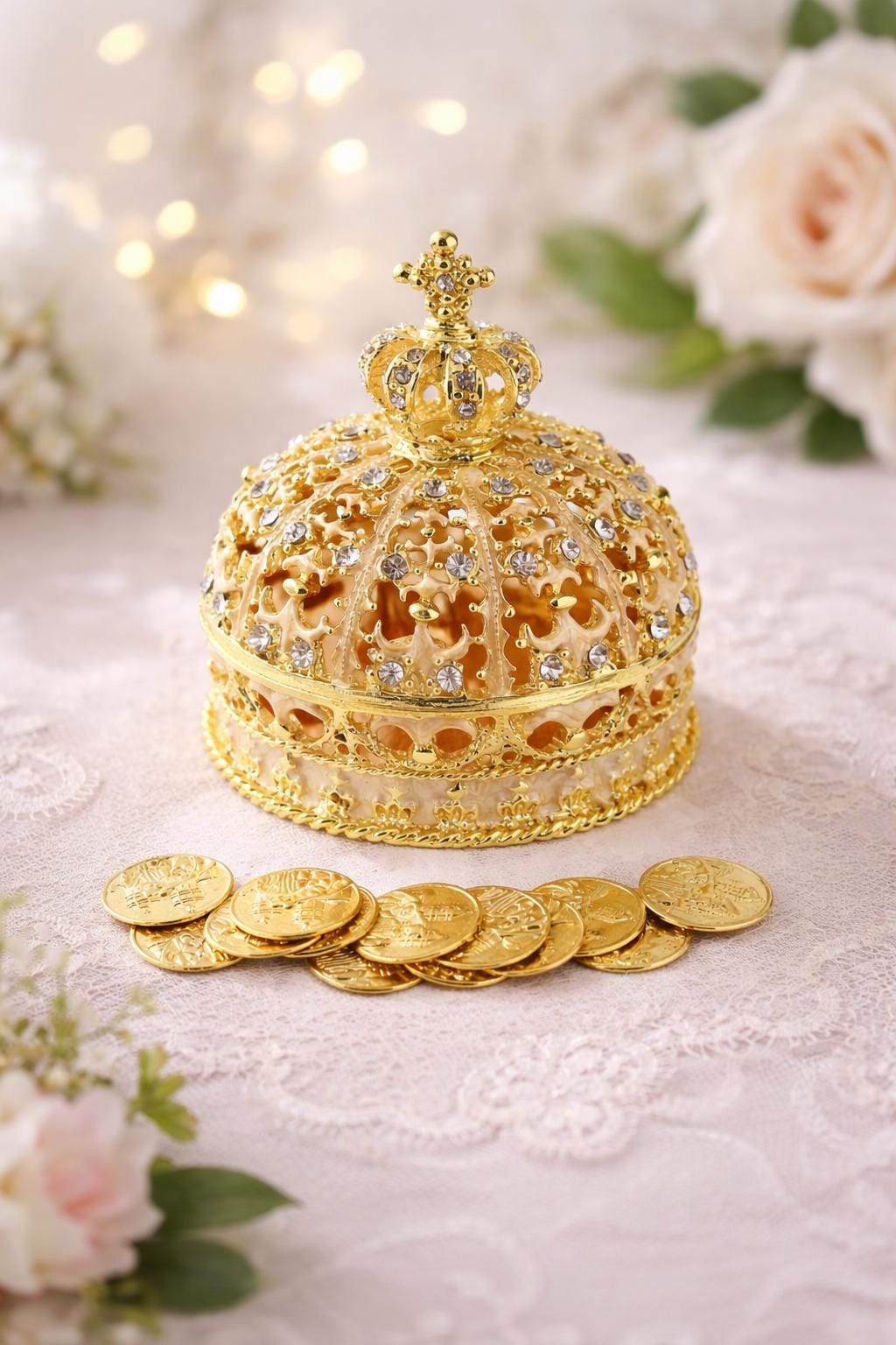 Arras Rings Wedding Arras, Elegant Gold Crown Wedding Arras With 13 Coins Set, Ring ...