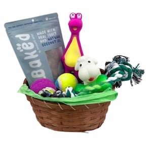 Dog Gift Basket, Dog Holiday Gift, Dog Gift Basket with Treats and Toys, Dog Birthday Gift, Puppy Welcome Gift, Rope Chew, Dog birthday gift