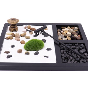 DIY -  Zen Garden Kit for Desk and Office Accessories Includes Zen Garden Sand,Rake, 2 types Stones 2 Grass Decor, Shogun Opening Scenes