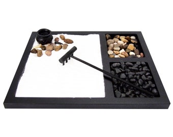 Zen Garden Kit -DIY - Desktop Garden - Zen Garden Kit for Desk Includes Zen Garden Sand,Rake, 2 tpyes Stones Burner, Shogun Opening Scenes