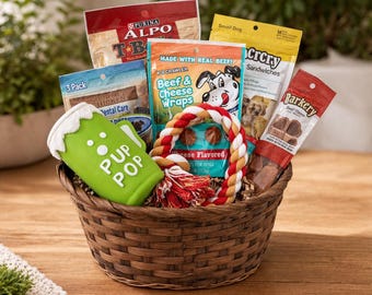 Dog Gift Basket, Gift for Dog Lover, Pet Gift Basket Set Puppy Pets Treats Crew Toys, Gift for Dogs, Dog birthday gift, Puppy Welcome Gift