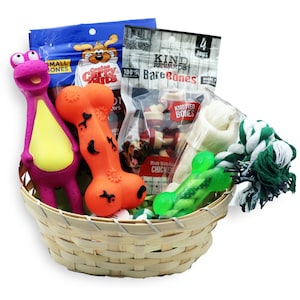 The Ultimate Canine Dog Package for Your Fur Baby with Toys Treats, Dog Gfit Basket, Best Dog Gift Box Basket with Crew Toys Treats Toys
