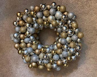 Silver and Gold Ornament Wreath