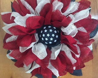 Red, White, and Blue Burlap Wreath