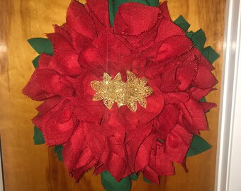 Poinsettia Burlap Wreath