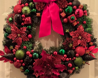 Kwanzaa flocked pine wreath