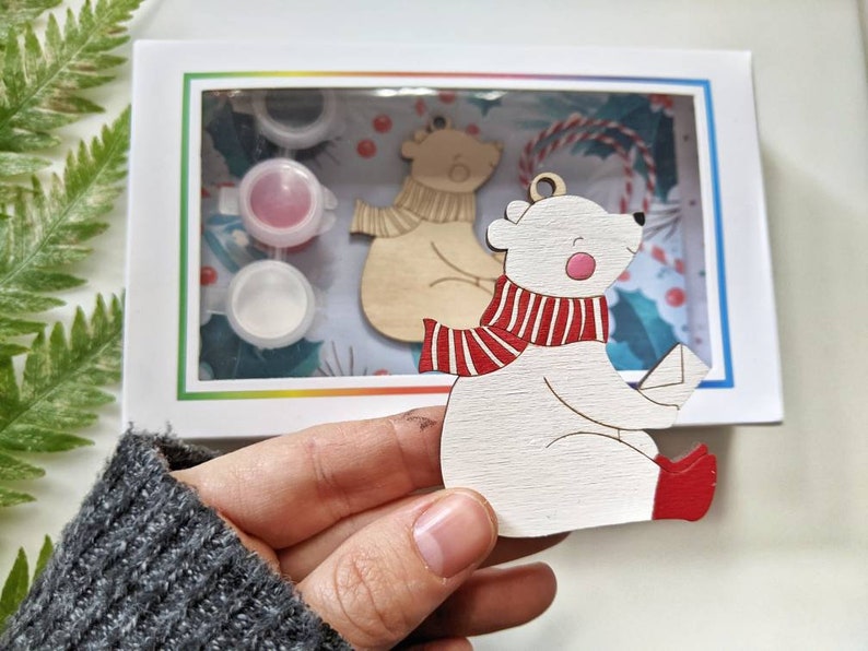 DIY Christmas Kit Bear Ornament painting kit Holiday Craft image 1