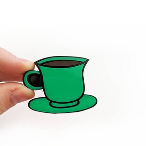 Espresso Brooch, cup of coffee brooch, laser cut brooch, coffee shop brooch, coffee lover brooch, Acrylic pins image 2