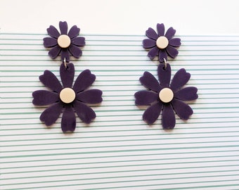 Flower earrings, Laser cut Flower Jewelry, Flower dangle Earrings, Acrylic Flower Earrings
