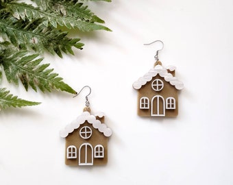 Christmas sugar cookies earrings, long distance gift, holidays gift ideas, laser cut Christmas earrings