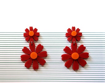 Flower earrings, Laser cut Flower Jewelry, Flower dangle Earrings, Acrylic Flower Earrings