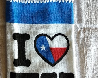 I Love Texas Hanging Kitchen Towel with Universal Hang
