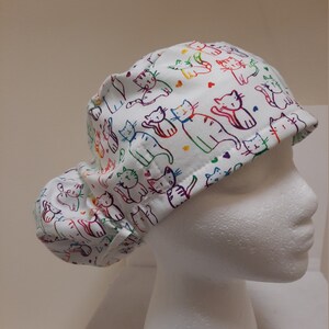 Colorful Cats Surgical Scrub Hat with Sweatband for Long Hair