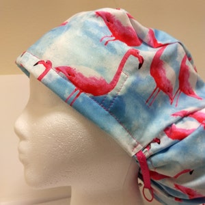 Pink Flamingo Unisex Surgical Scrub Cap for Long Hair