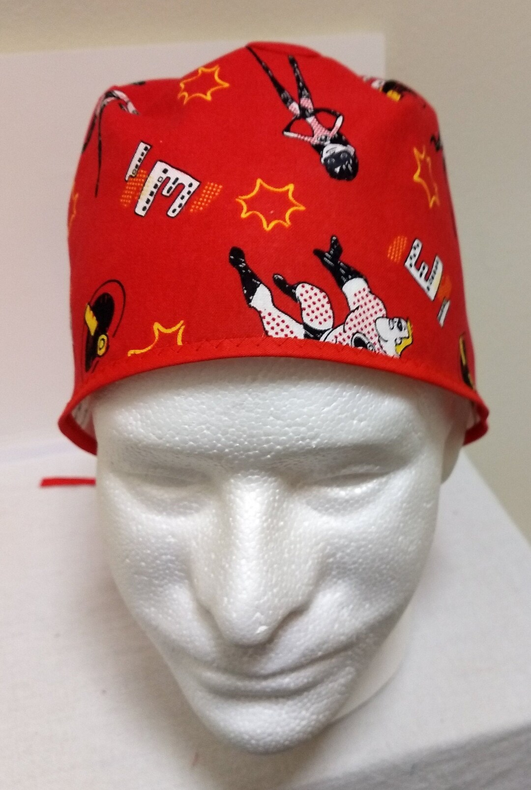 The Incredibles red Background Surgical Scrub Hat for Short Etsy