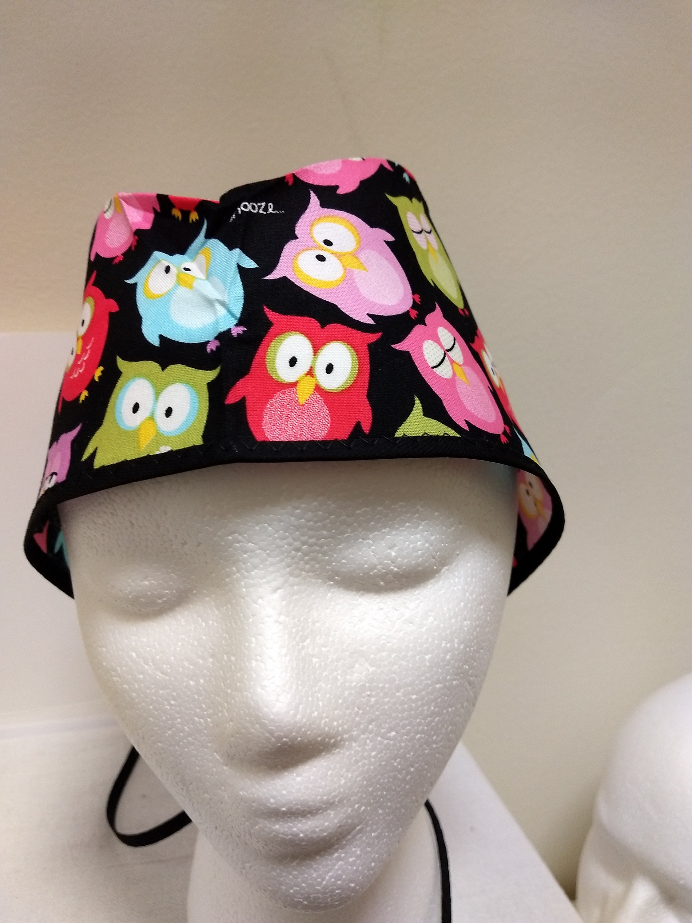Sleepy Owls Unisex Surgical Scrub Hats for Short Hair 