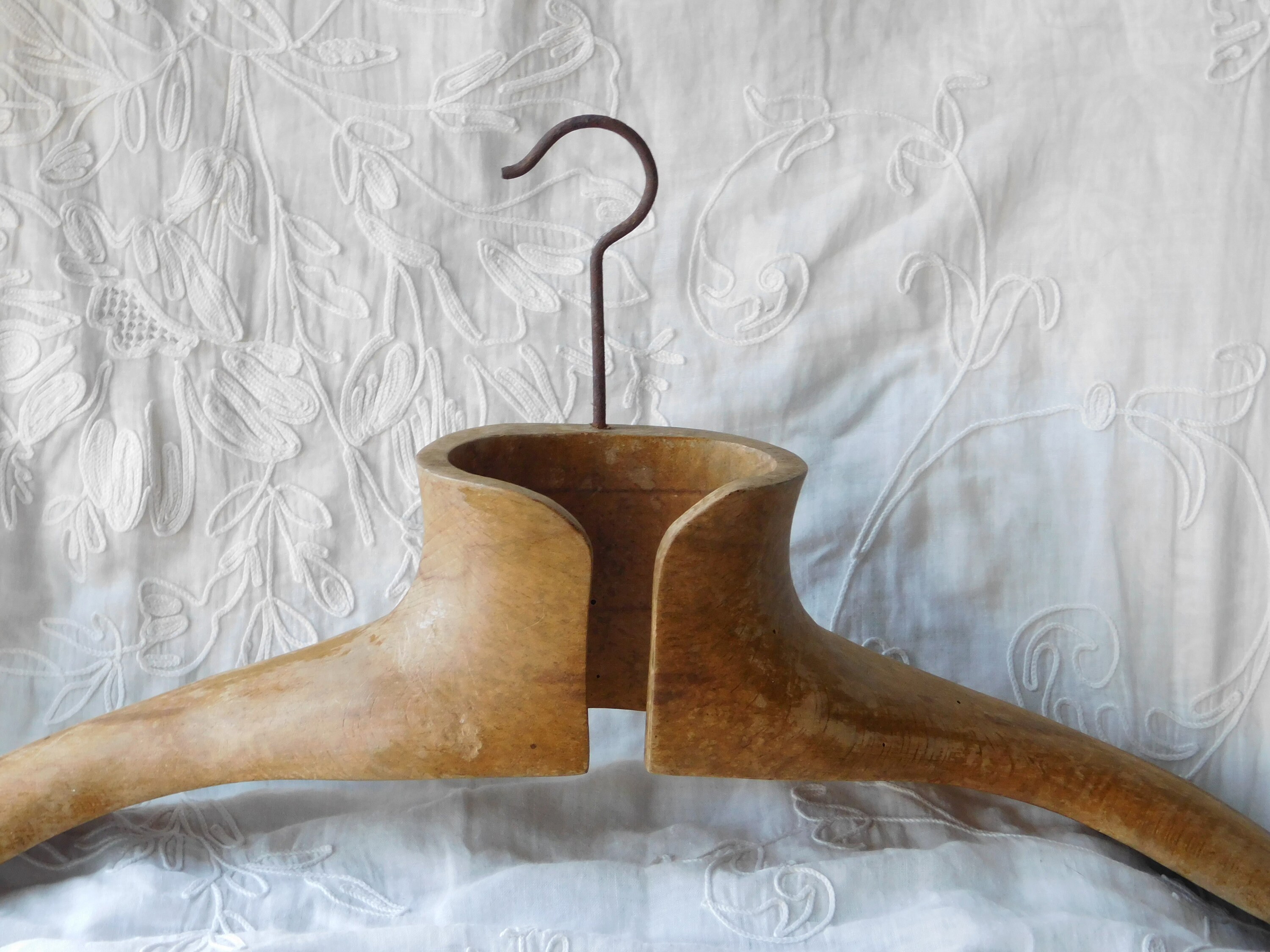 French Antique Wooden Coat Hanger Carved Wood Clothes 50