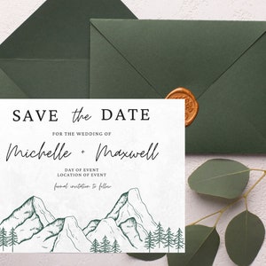 Mountain Editable Save the Date Template, Printable Save The Date, Save Our Date, Wedding Date Announcement Templet, Instant Download