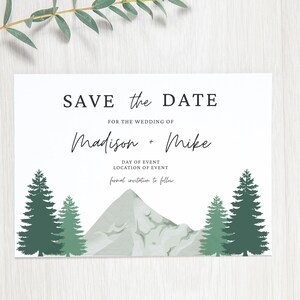 Mountain Editable Save the Date Template, Printable Save The Date, Save Our Date, Wedding Date Announcement Templet, Instant Download