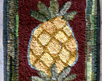 PATTERN for Rug Hooking Welcome- Hand drawn on Primitive Rug Hooking Pattern Linen  (12" x 15") Pineapple