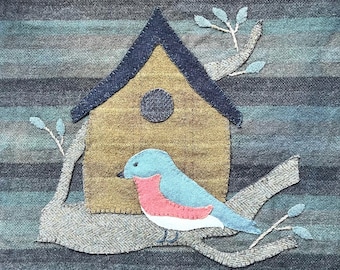 Bluebird at Home- Wool Applique Pattern & wool kit