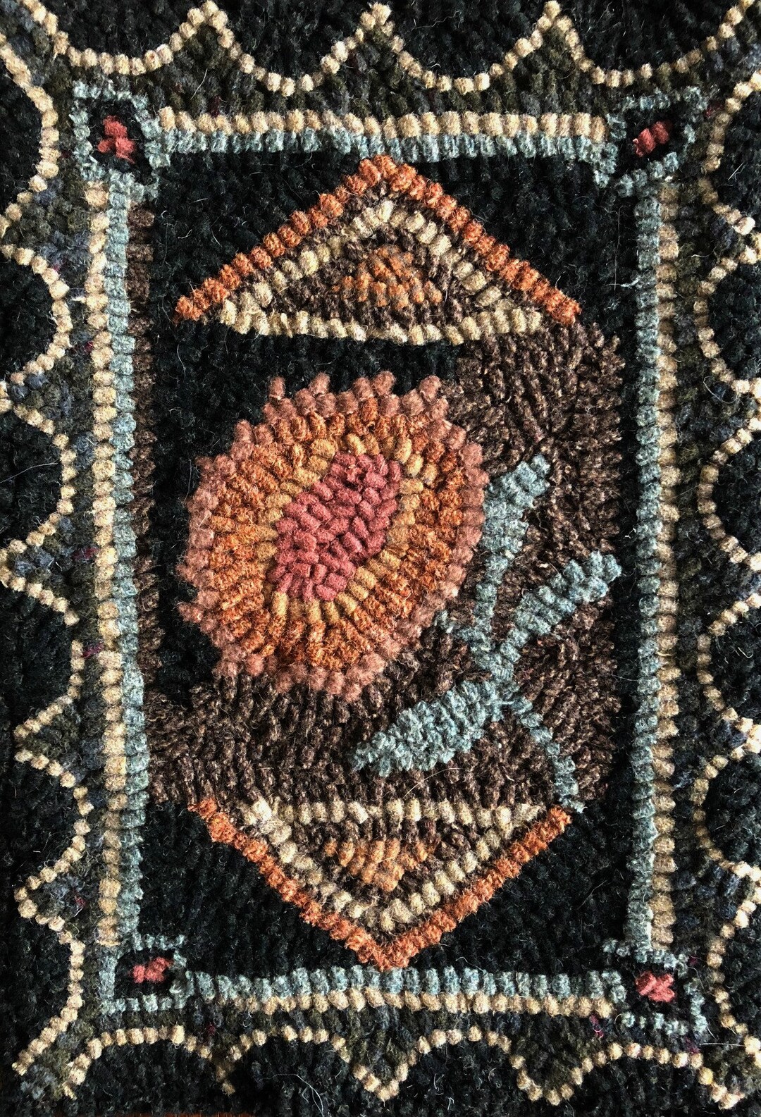 PATTERN for Rug Hooking Vintage Rose- Hand Drawn on Primitive Linen 10 ...