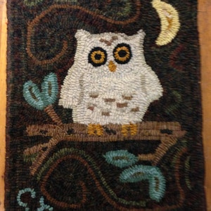 PATTERN for Rug Hooking Hoot- Hand drawn on Primitive Linen 14.5" x 19" Owl
