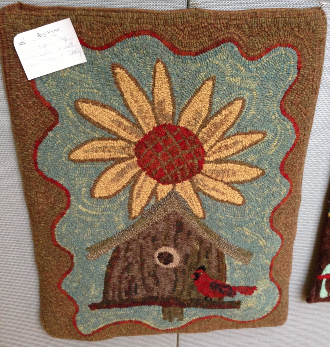 PATTERN for Rug Hooking Backyard Day- Hand Drawn on Primitive Linen 21 ...