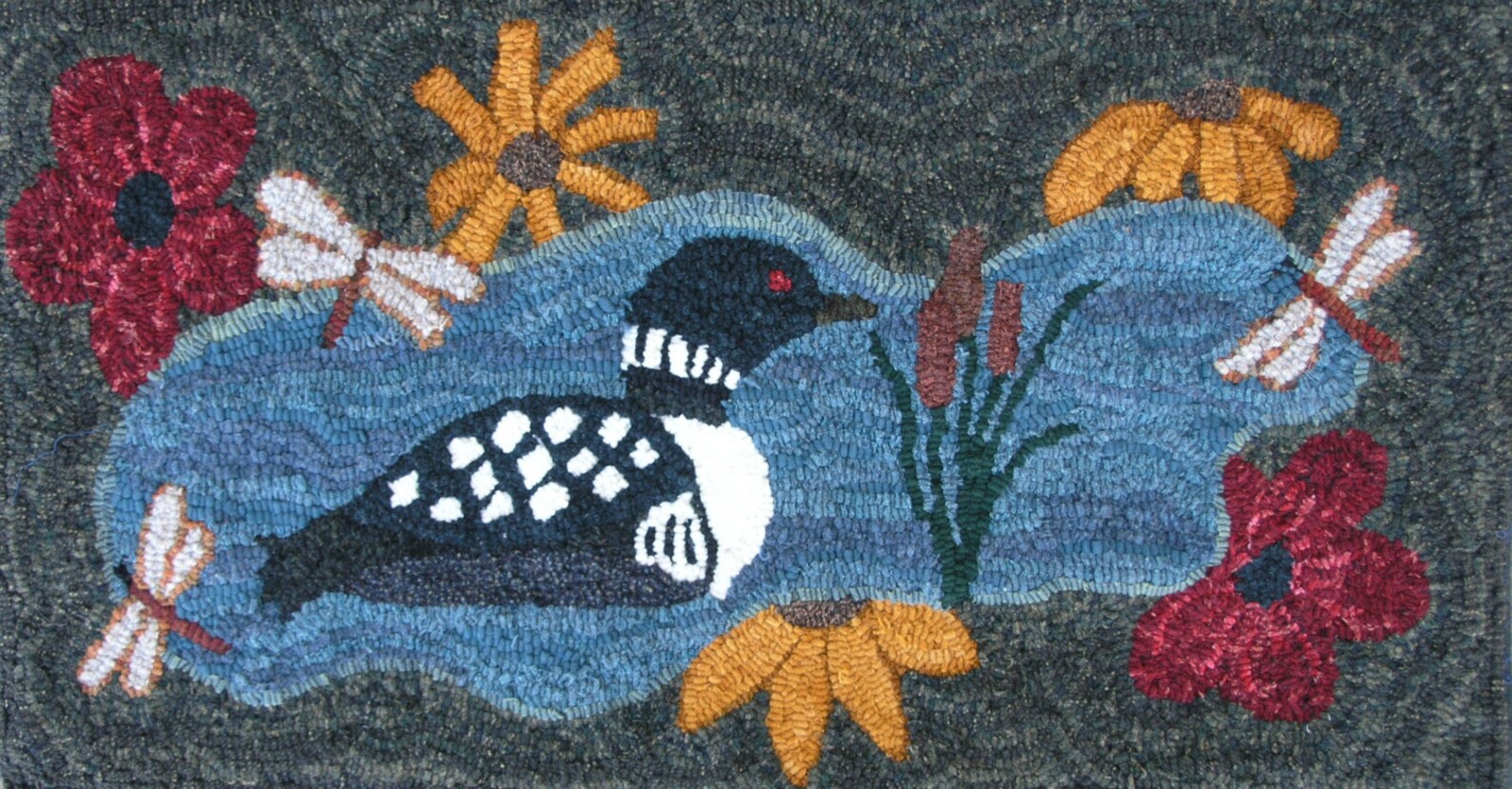 Hooked Rug River Loon River- Primitive Rug Hooking Pattern (18-1/2 X 34
