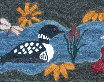 Loon River- Primitive Rug Hooking Pattern (12 x 22")