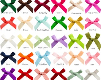 Satin Pre Tied Bows 3cm | Ribbon Bows for Card Making, Wedding Invitations, Gift Wrapping, Scrapbooking & Crafts