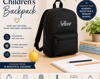 Personalised Children's Backpack | School Bag with Name | Nursery Backpack | Reception Book Bag | Back to School Gift