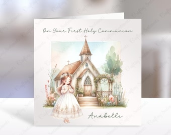 Personalised First Holy Communion Card for a girl