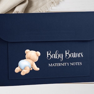 Personalised Maternity Notes Folder | Baby Bear Pregnancy Notes Holder | IVF Journey Folder | Baby Shower Gift | NHS Notes Case