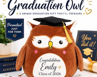 Personalised Graduation Gift | Graduation Owl | Graduate Teddy | University Keepsake | Custom Plush Soft Toy